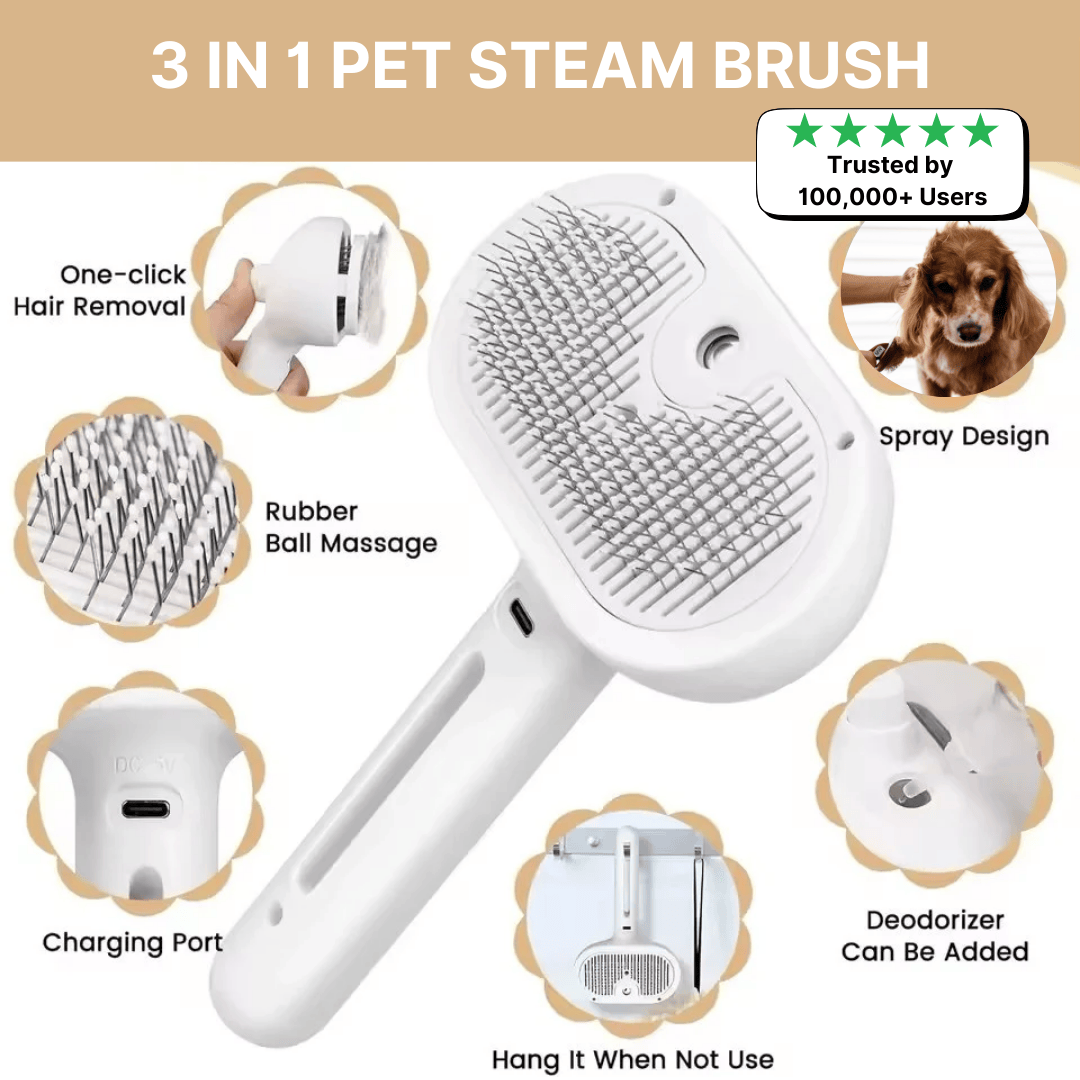 The Ultimate 3-in-1 Pet Steamy Grooming Brush 🐶